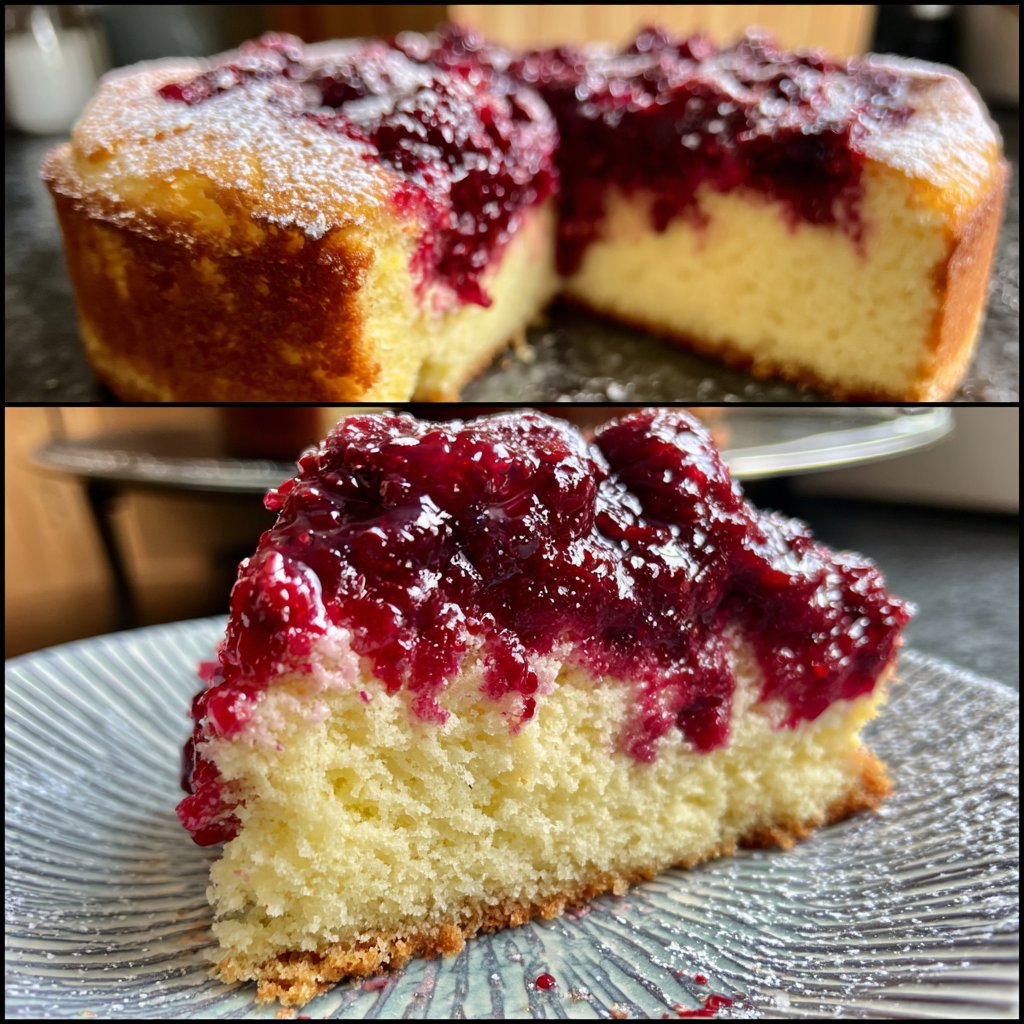 Blechkuchen mit Beerenkompott
