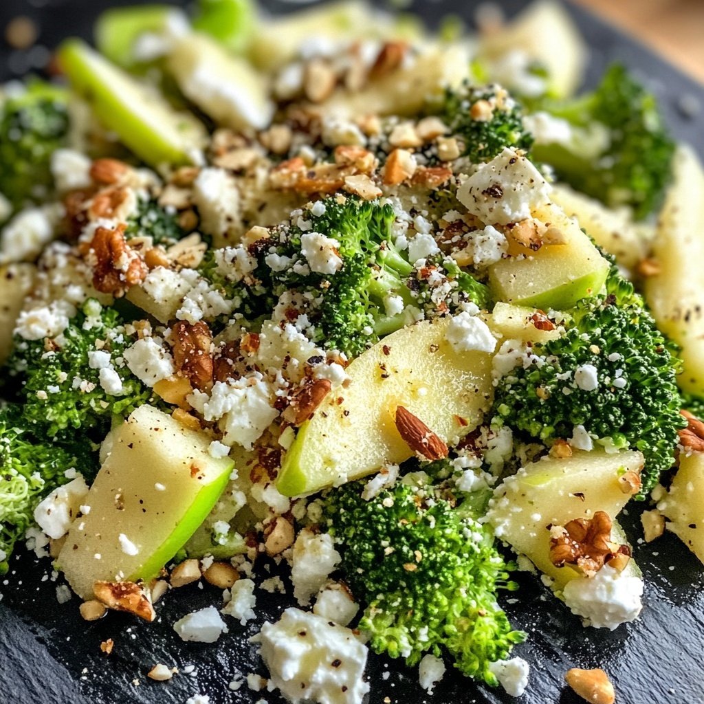 Brokkoli-Salat mit Äpfeln, Nüssen & Feta – Knackig & frisch