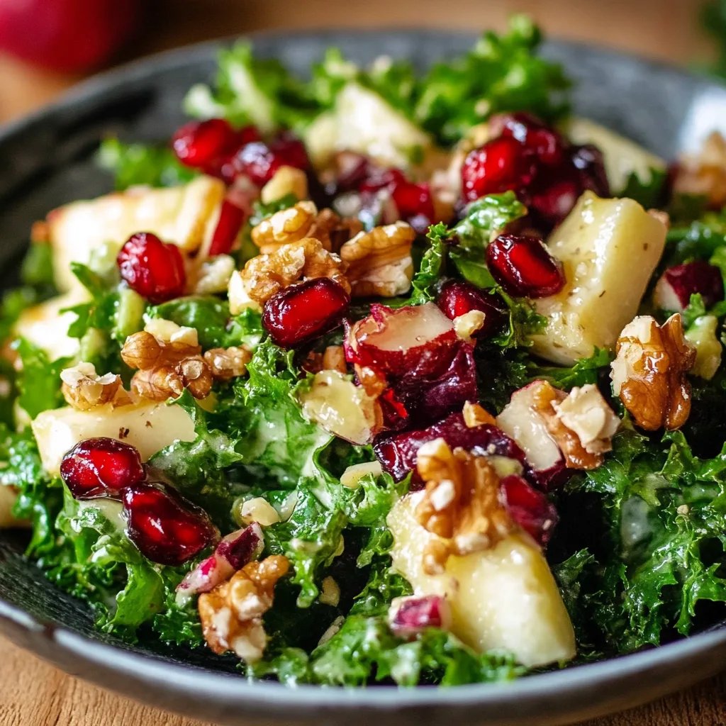 Grünkohlsalat mit Granatapfel und gerösteten Walnusskernen