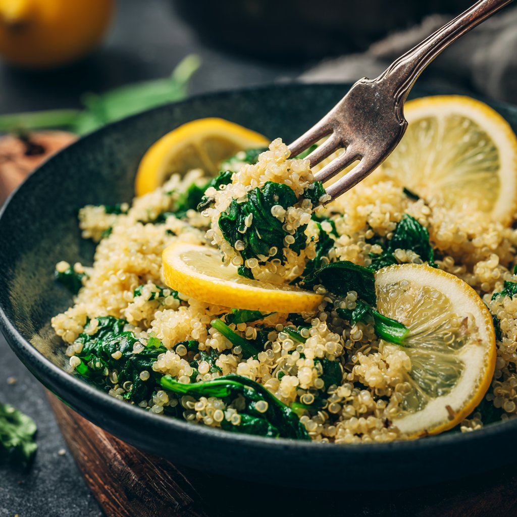 Quinoa mit Spinat und Zitrone