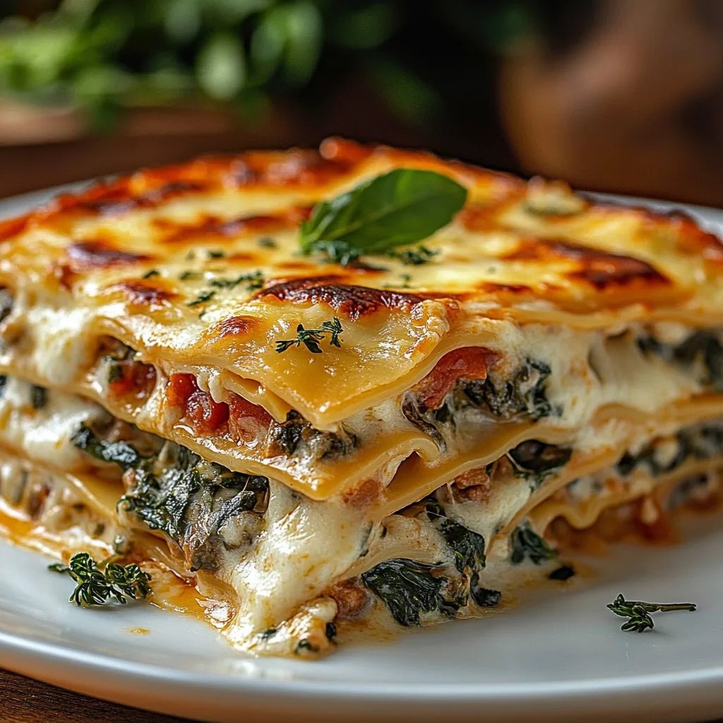 Cremige Spinat-Pilzlasagne
