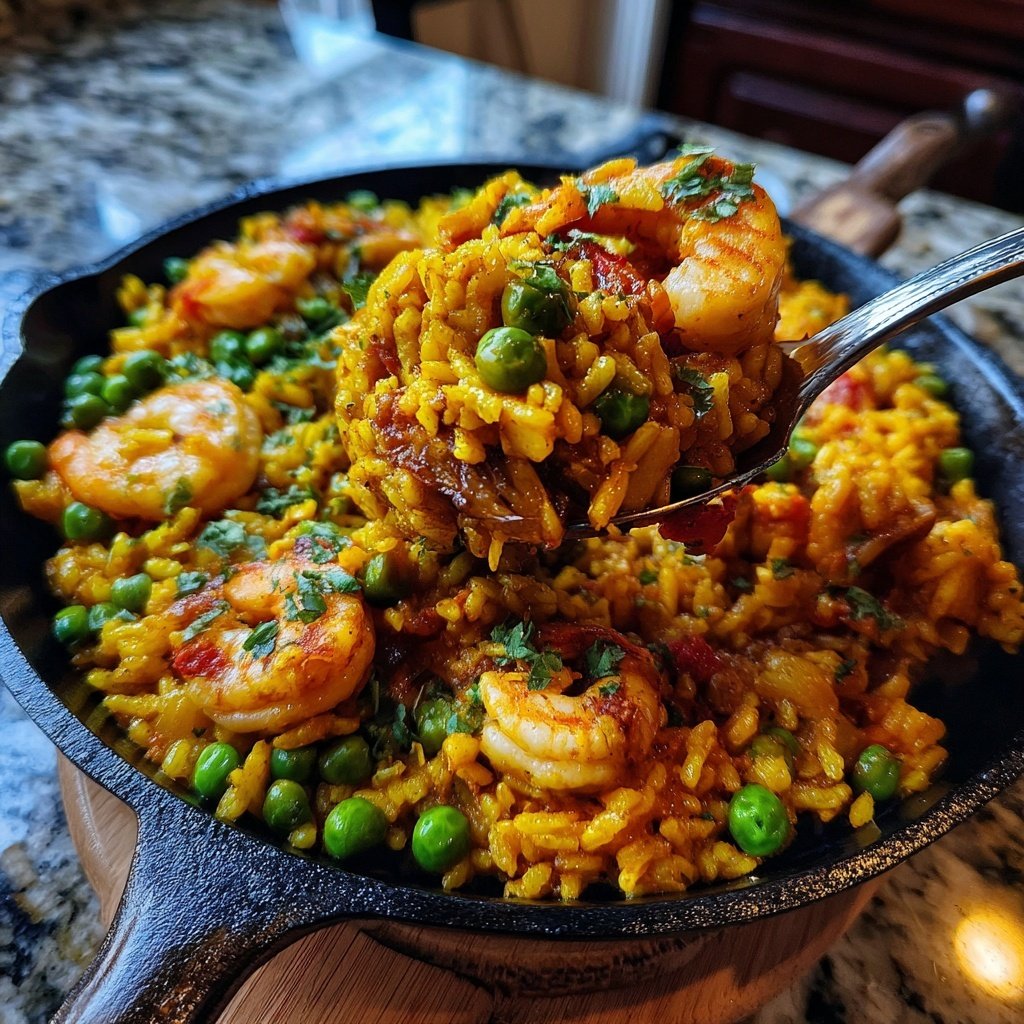 Paella mit Erbsen