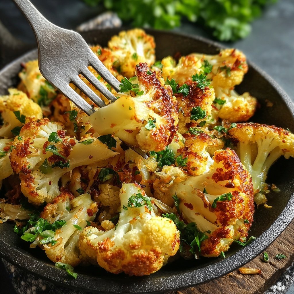 Blumenkohlpfanne mit Knoblauch